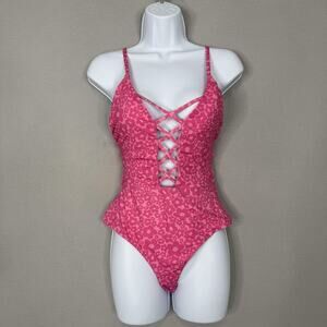 Dippin' Daisy's Bliss One Piece Flower Power Swimsuit Womens Medium Pink Resort